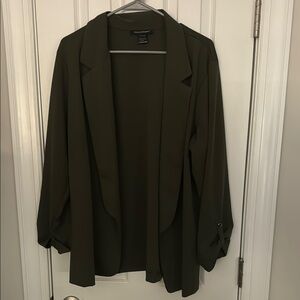 Ashley Stewart Green Blazer Lightweight Open-Front